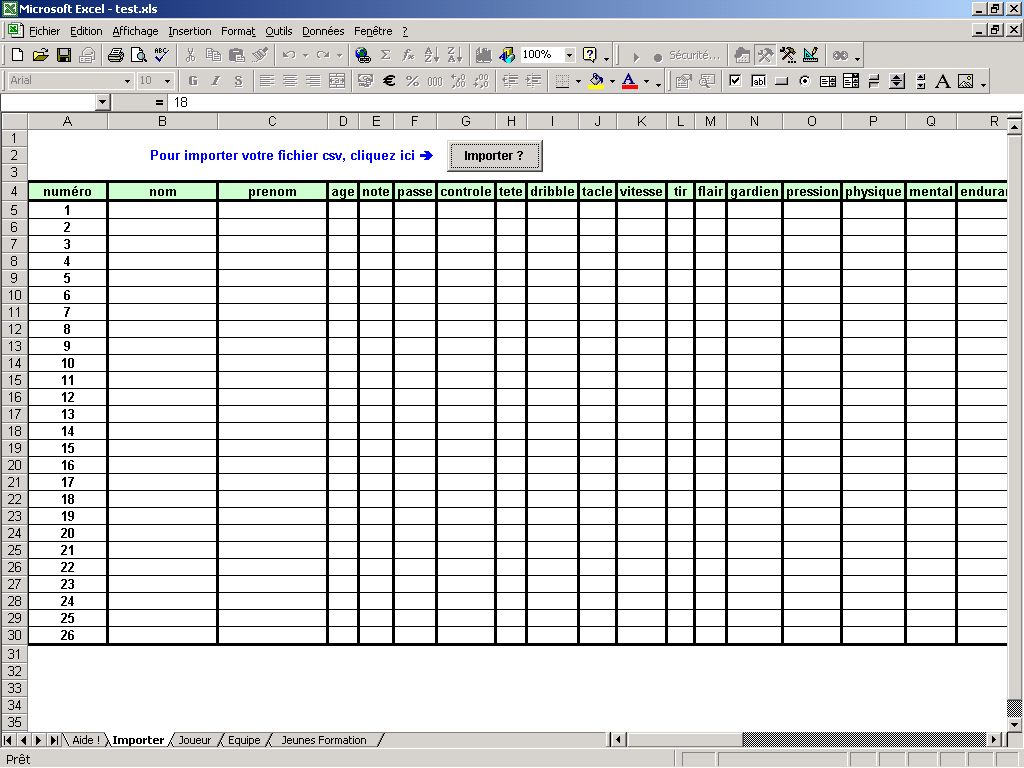 Pour importer les *.csv